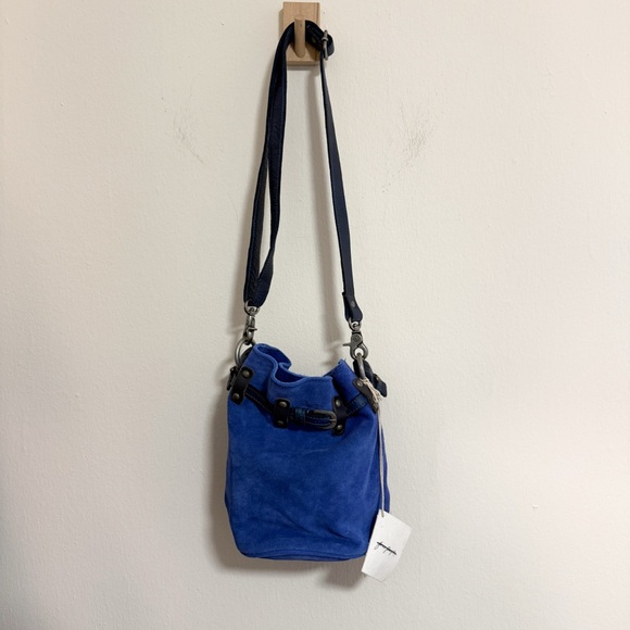NWT Free People Blue Suede Bucket Bag - Picture 3 of 10